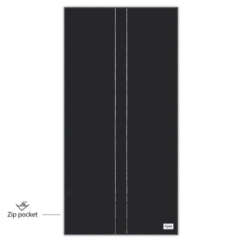Black sand free beach towel with zip pocket good for travel