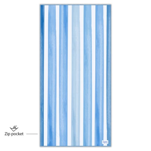 Light blue sand free beach towel with zip pocket good for travel